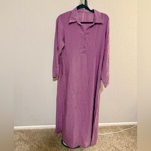 100% Cotton Elegant Purple Women's Dress